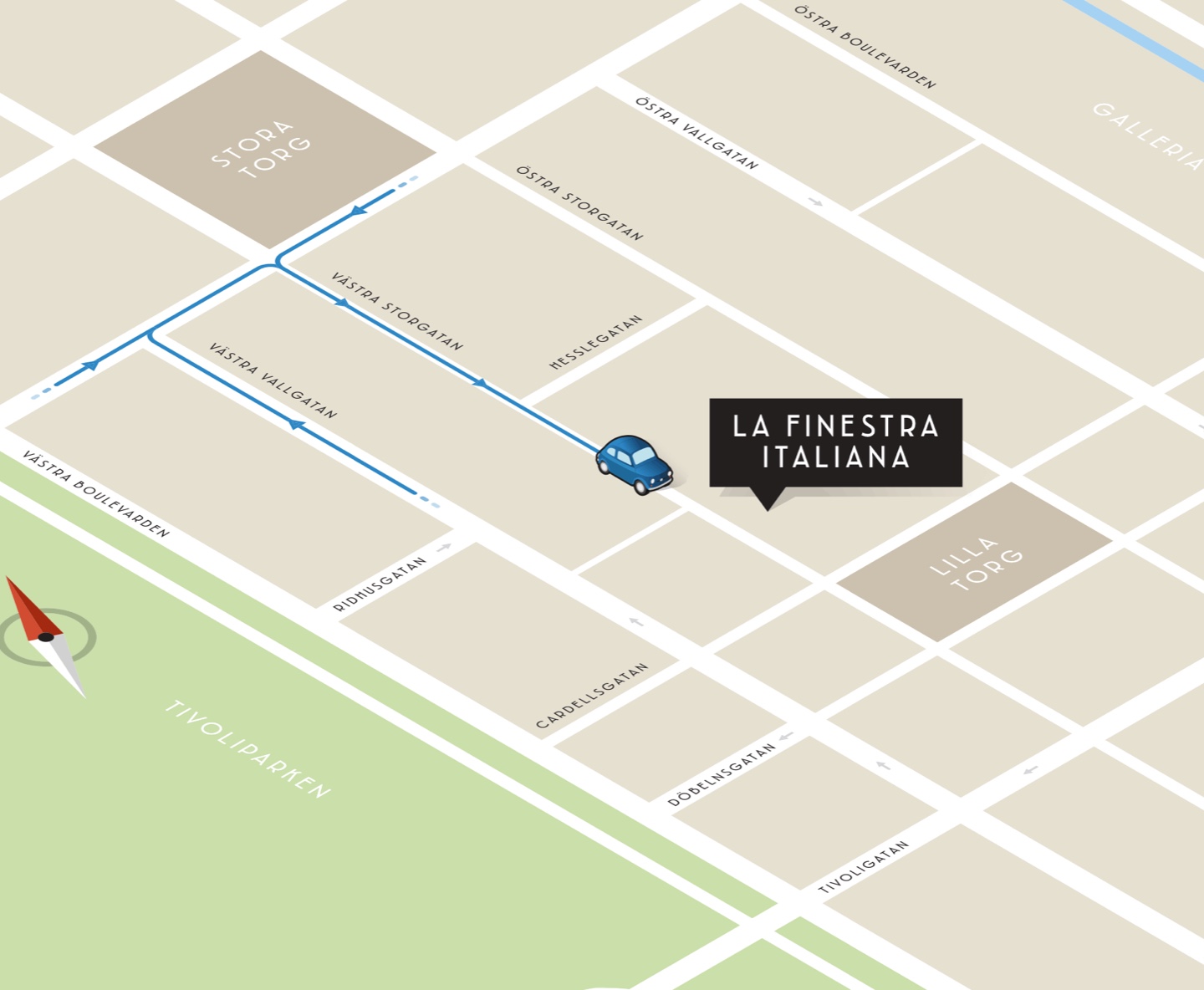 Karta till La Finestra Italiana